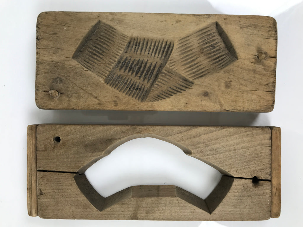 Japanese Wooden Carved Kashigata Cake Mold Sweet Wagashi Tied Kombu Kelp Kg754