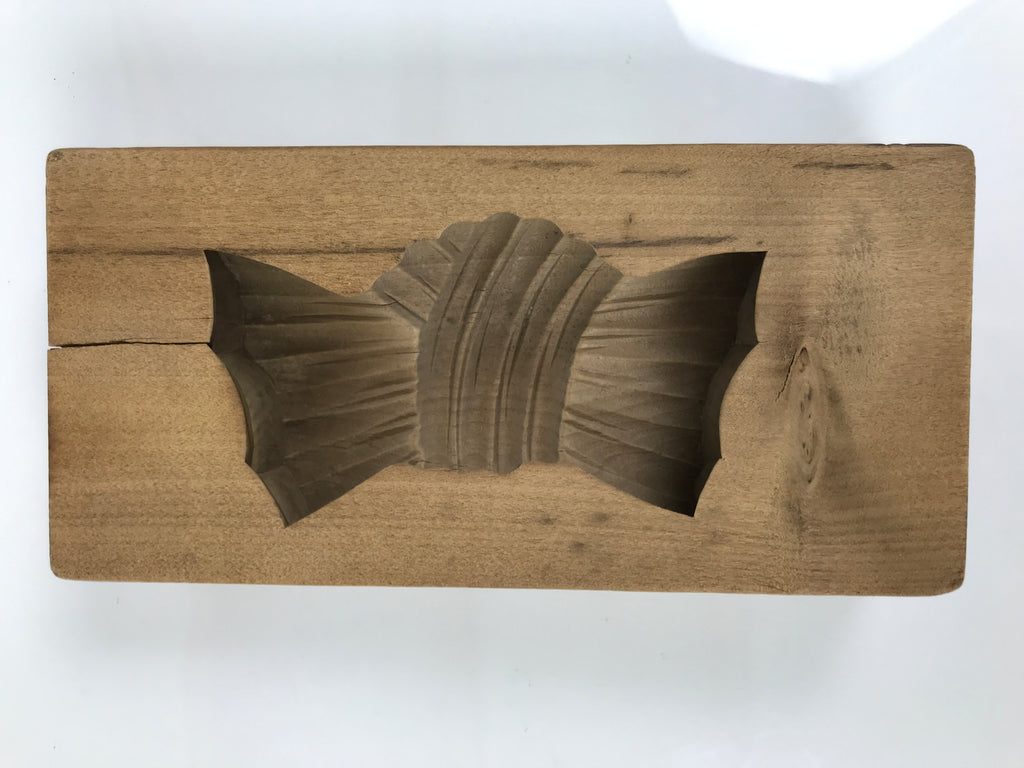 Japanese Wooden Carved Kashigata Cake Mold Sweet Wagashi Tied Kombu Kelp Kg781