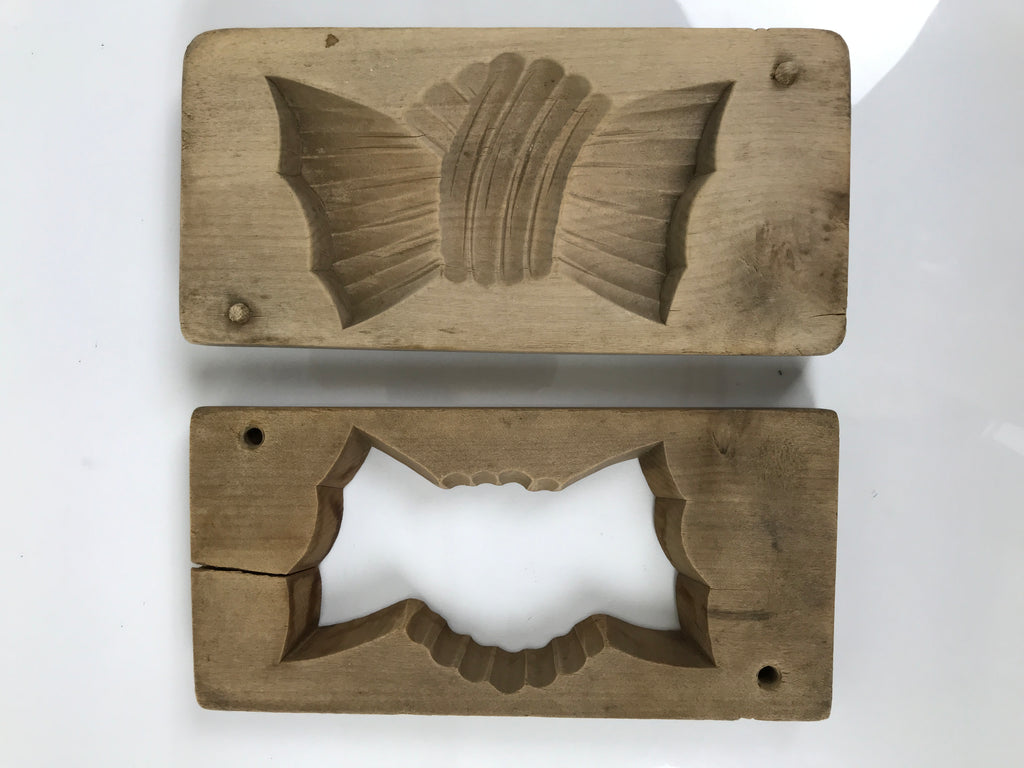 Japanese Wooden Carved Kashigata Cake Mold Sweet Wagashi Tied Kombu Kelp Kg781