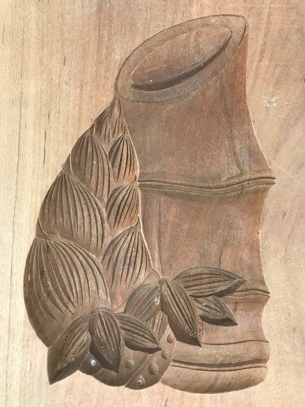 Japanese Wooden Carved Kashigata Cake Mold Vtg Sweet Wagashi Bamboo Kg499