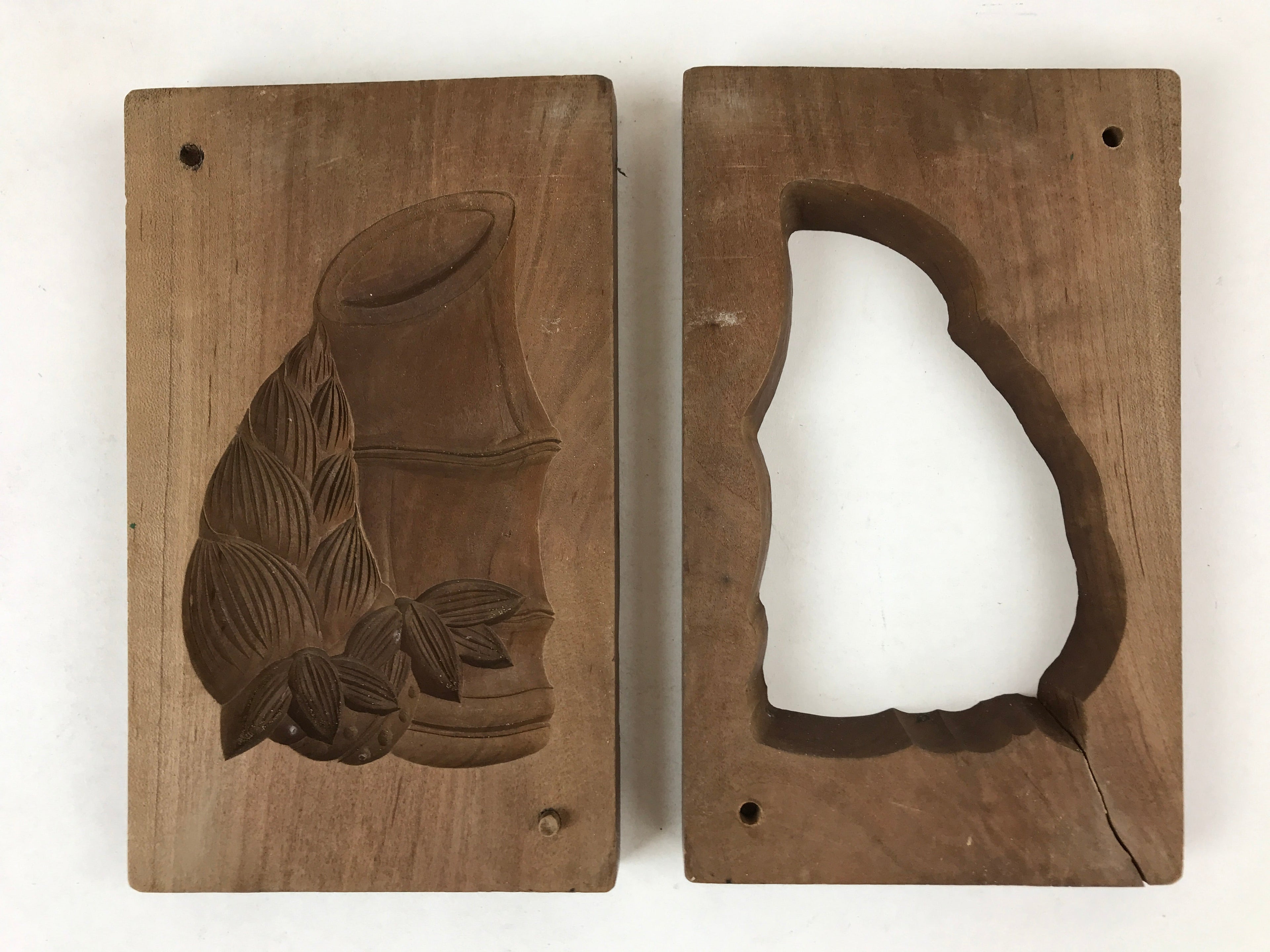Japanese Wooden Carved Kashigata Cake Mold Vtg Sweet Wagashi Bamboo Kg499