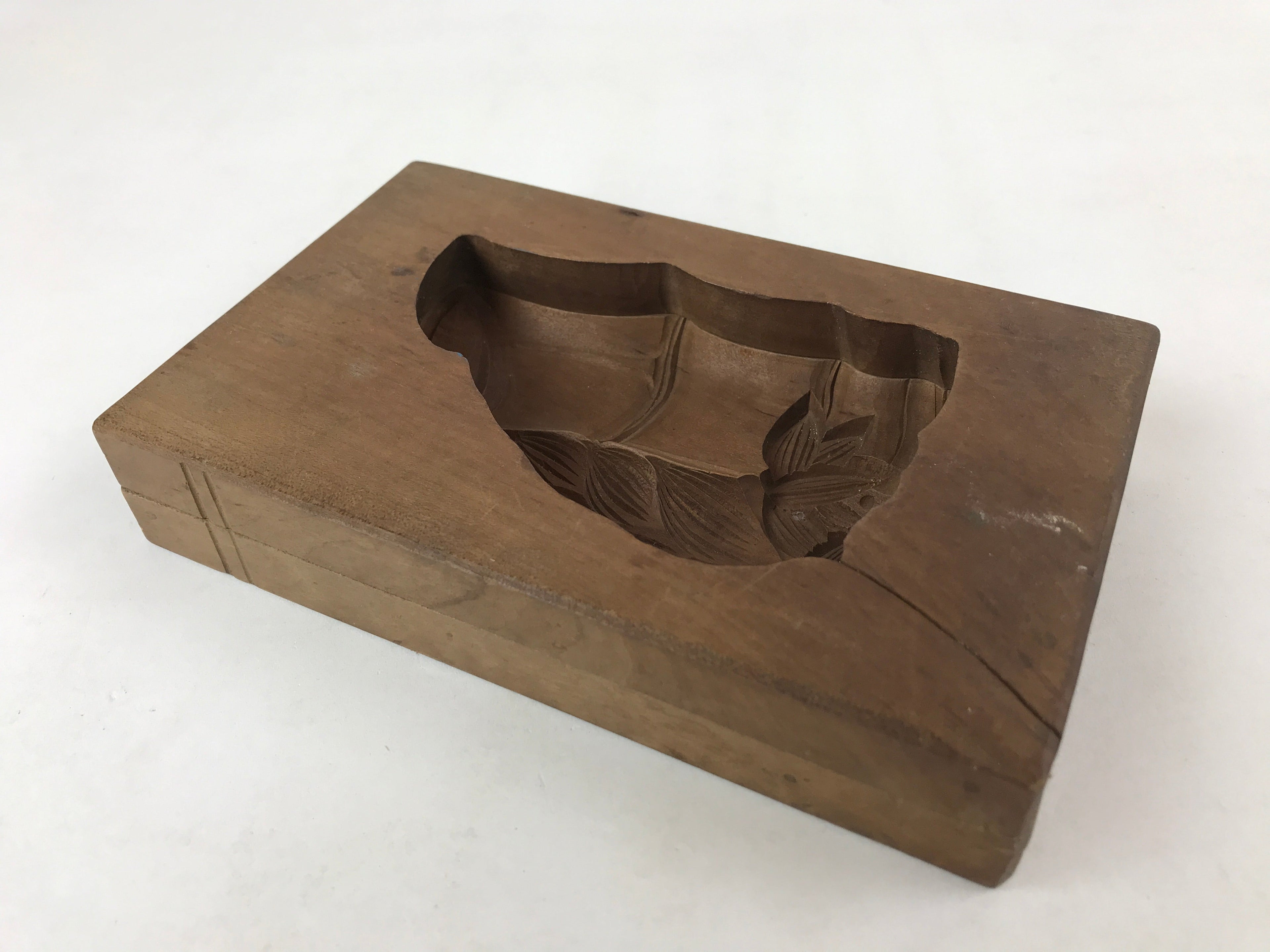 Japanese Wooden Carved Kashigata Cake Mold Vtg Sweet Wagashi Bamboo Kg499