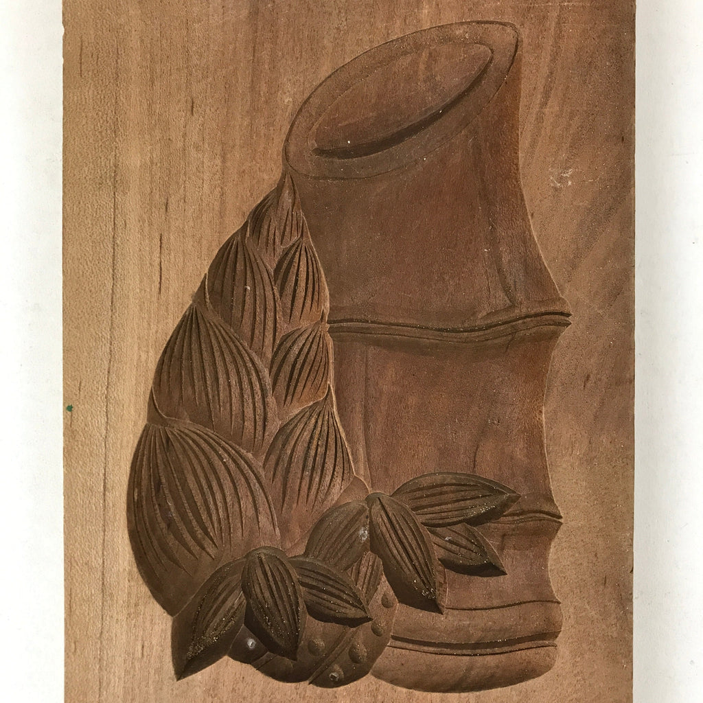 Japanese Wooden Carved Kashigata Cake Mold Vtg Sweet Wagashi Bamboo Kg499