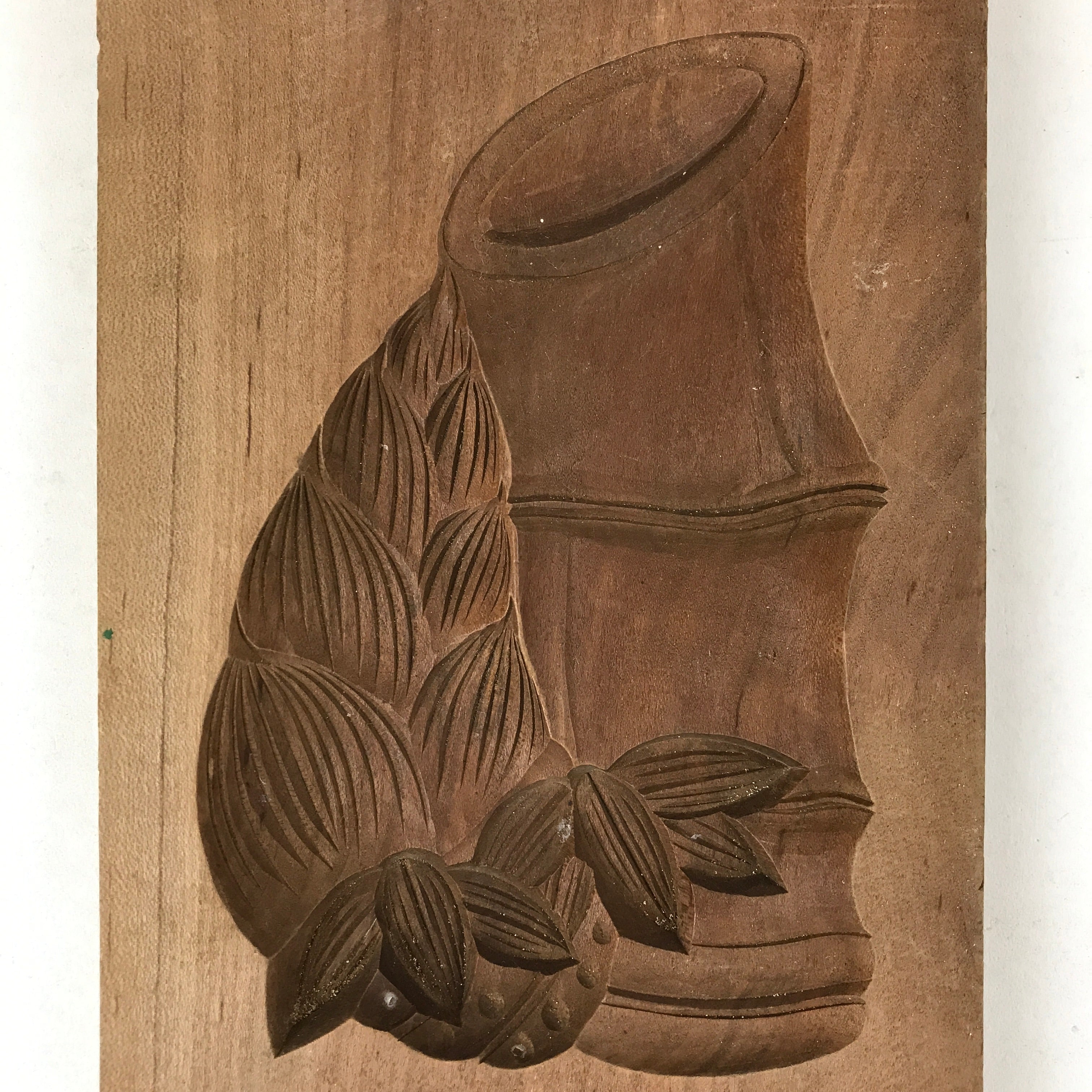 Japanese Wooden Carved Kashigata Cake Mold Vtg Sweet Wagashi Bamboo Kg499