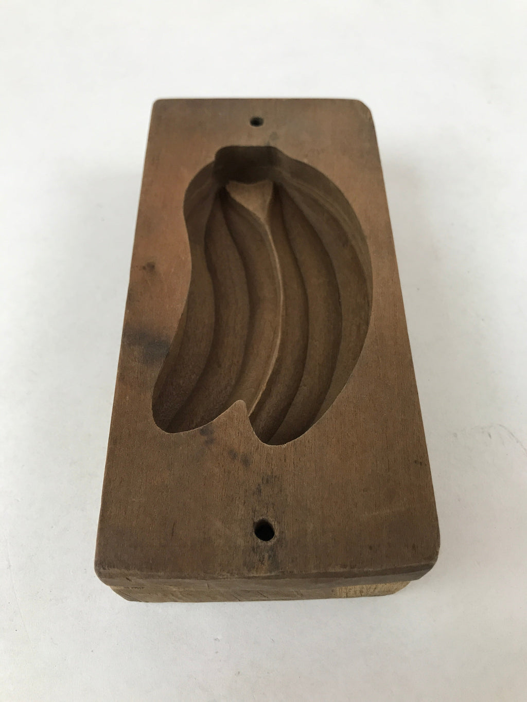 Japanese Wooden Carved Kashigata Cake Mold Vtg Sweet Wagashi Banana Fruit Kg520