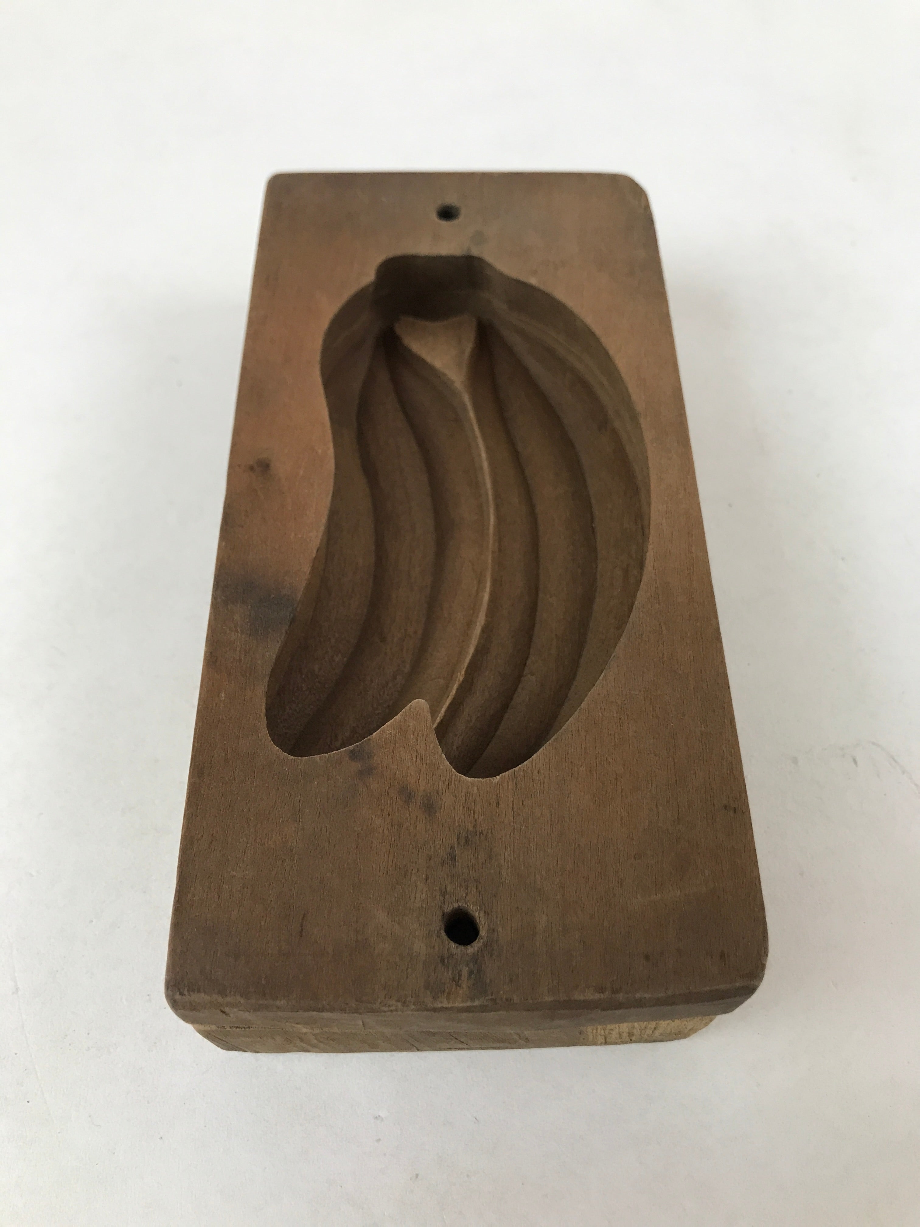 Japanese Wooden Carved Kashigata Cake Mold Vtg Sweet Wagashi Banana Fruit Kg520