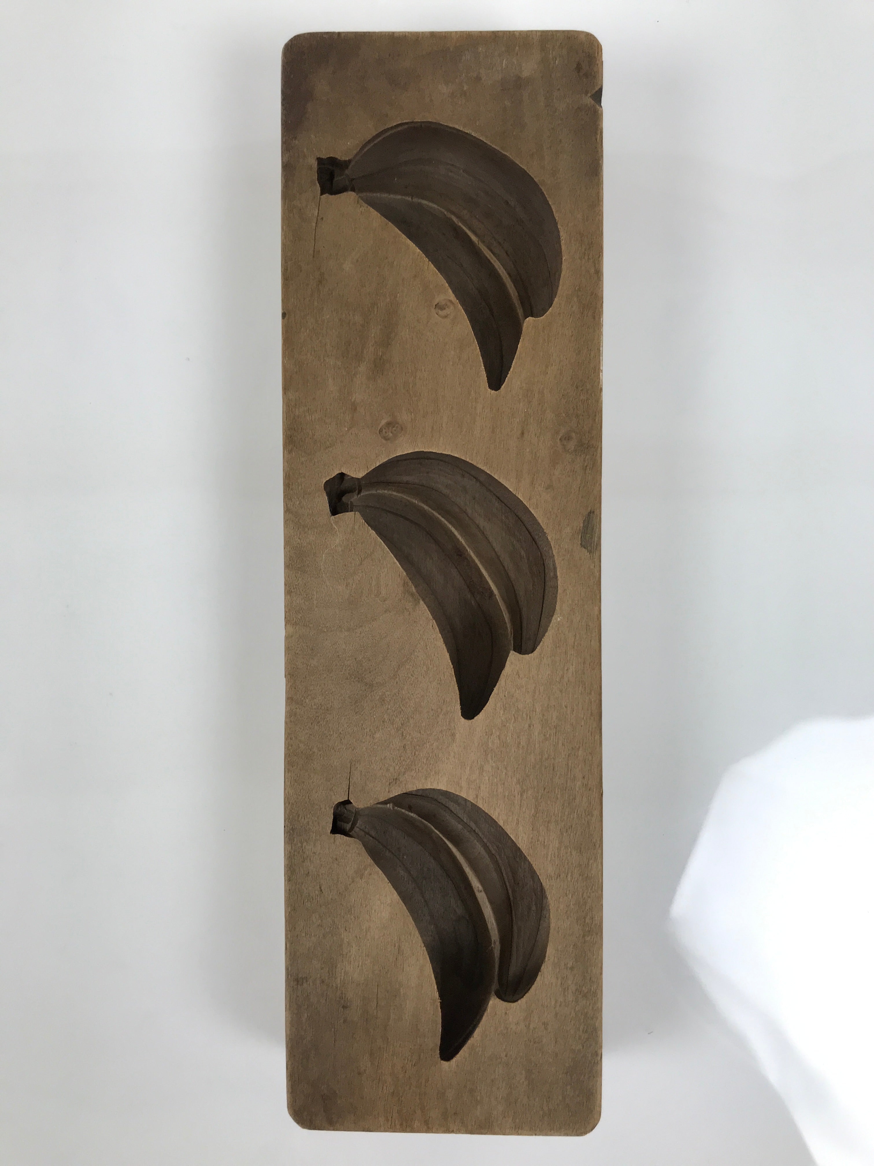Japanese Wooden Carved Kashigata Cake Mold Vtg Sweet Wagashi Banana Fruit Kg774