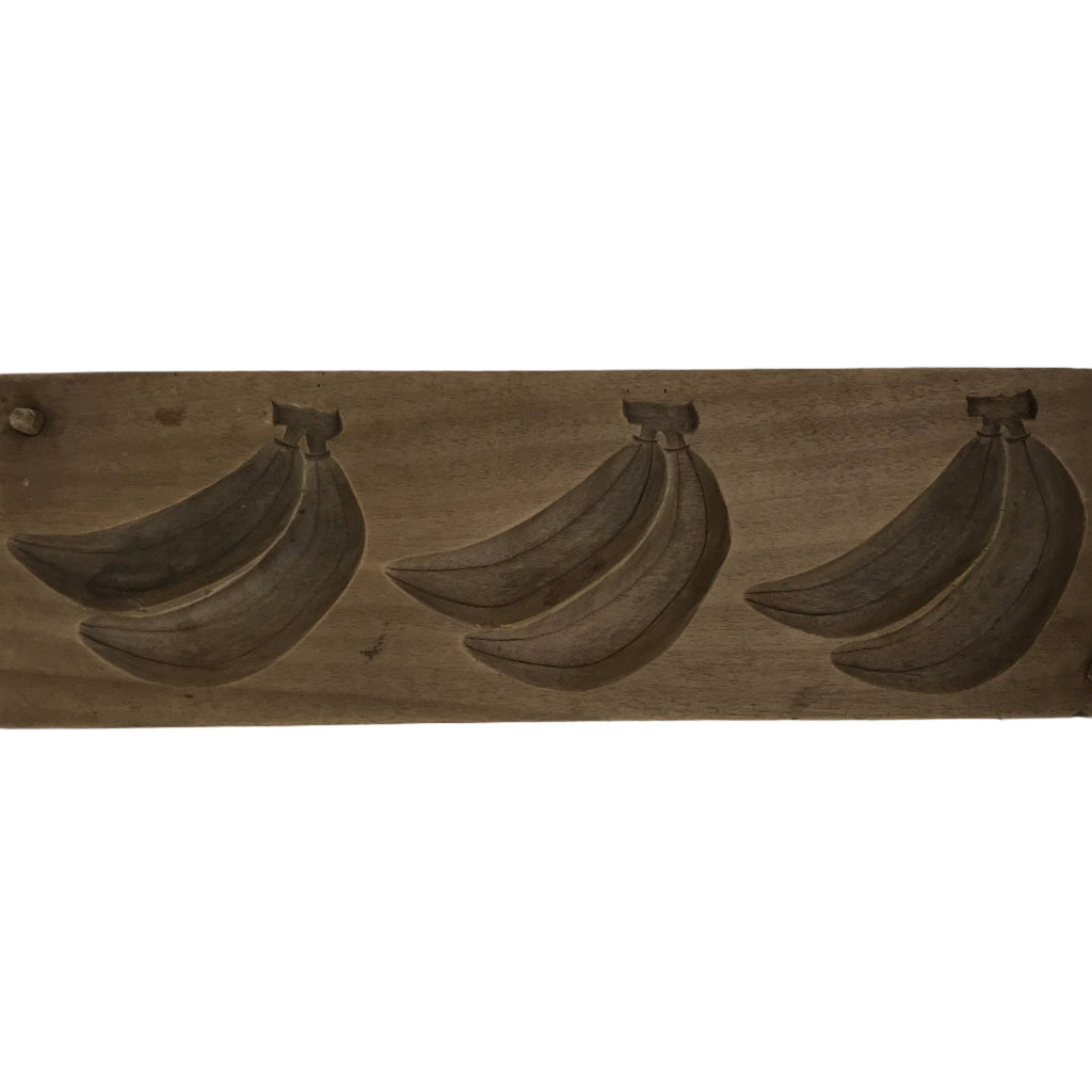 Japanese Wooden Carved Kashigata Cake Mold Vtg Sweet Wagashi Banana Fruit Kg774