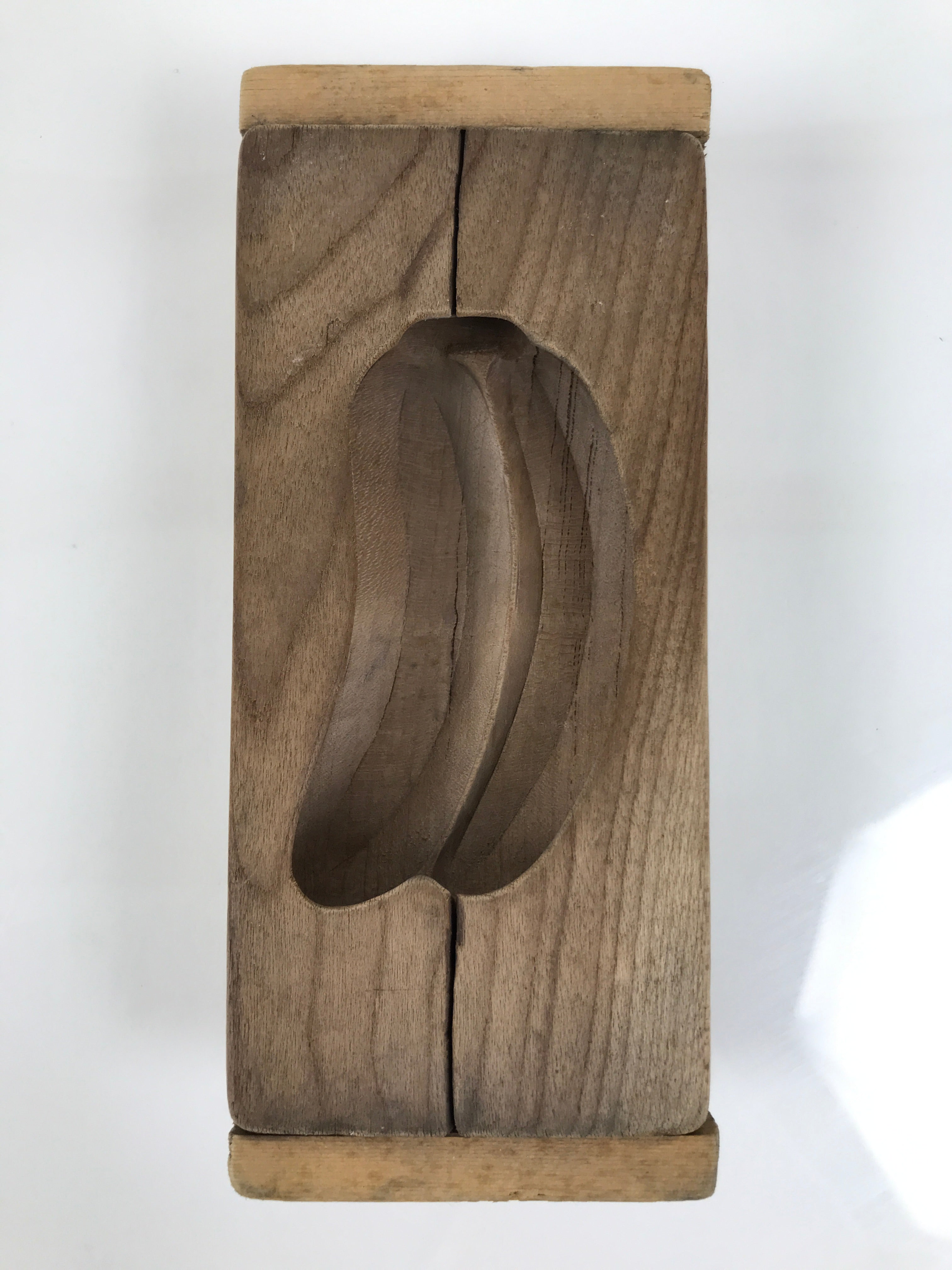 Japanese Wooden Carved Kashigata Cake Mold Vtg Sweet Wagashi Banana Fruit Kg798