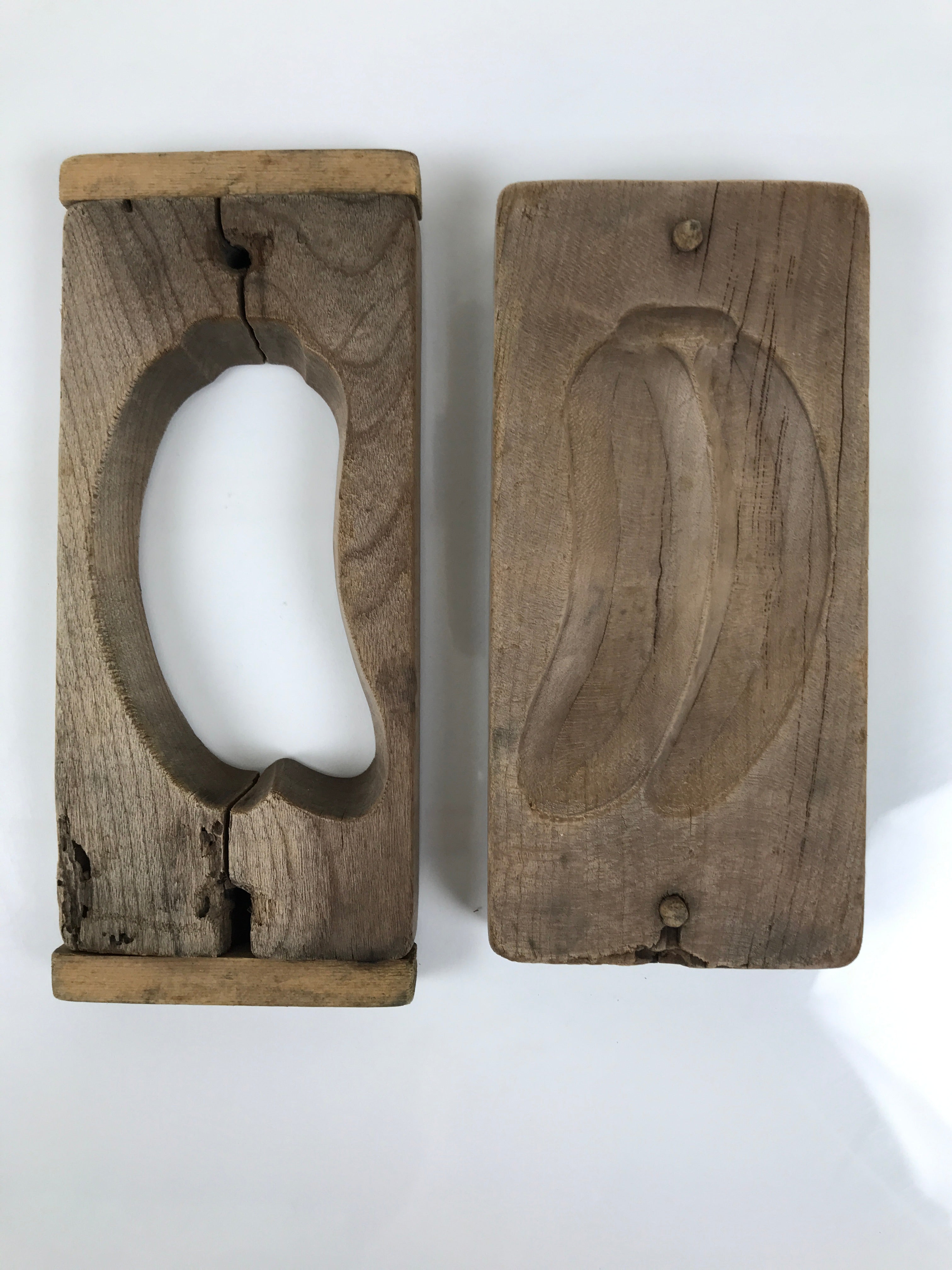 Japanese Wooden Carved Kashigata Cake Mold Vtg Sweet Wagashi Banana Fruit Kg798