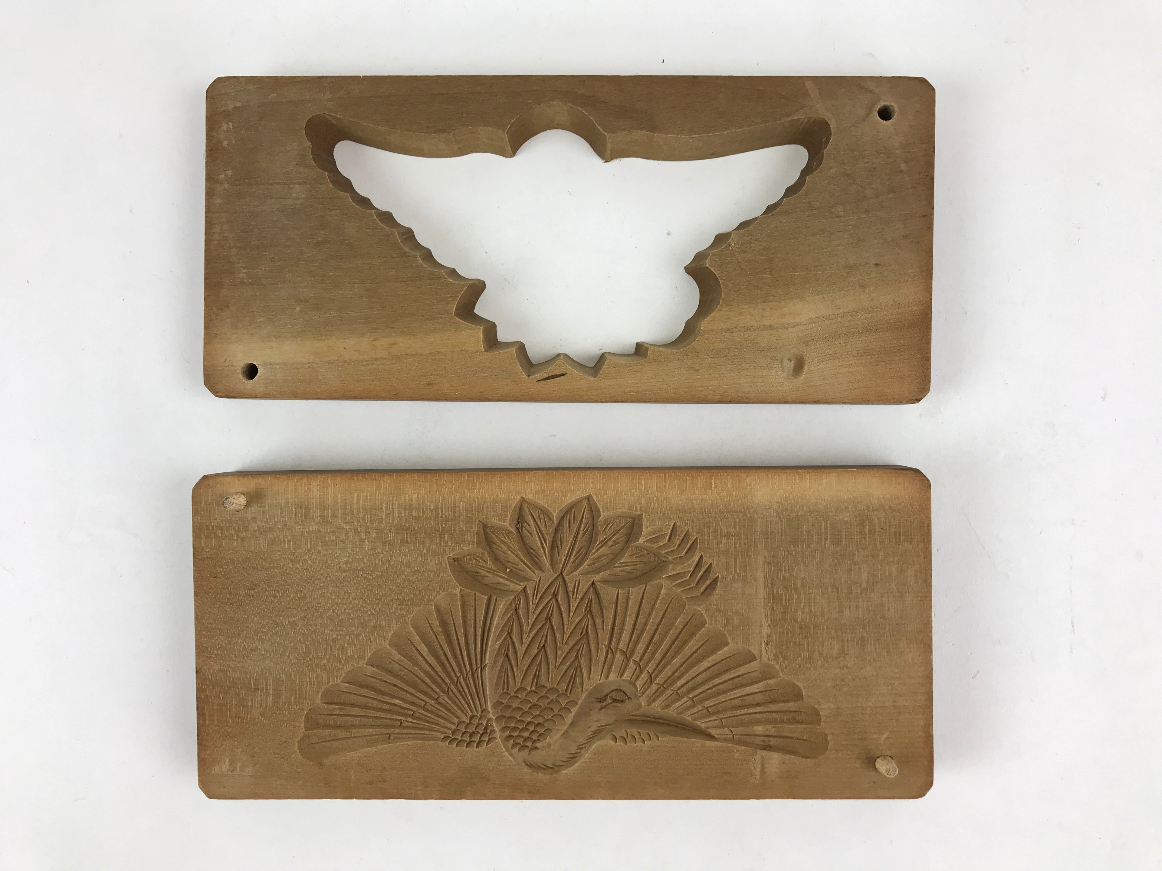 Japanese Wooden Carved Kashigata Cake Mold Vtg Sweet Wagashi Bird Kg466