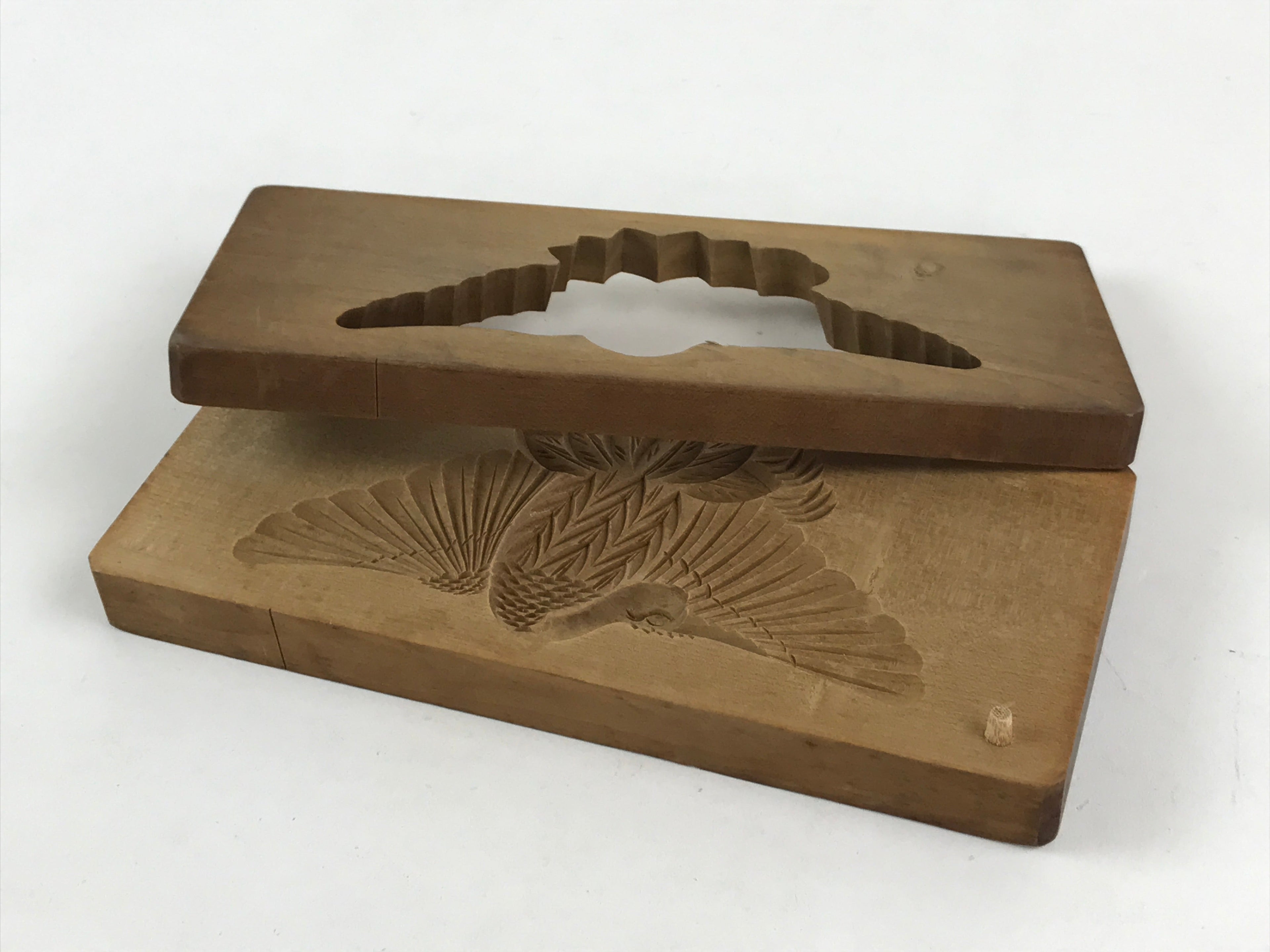 Japanese Wooden Carved Kashigata Cake Mold Vtg Sweet Wagashi Bird Kg466