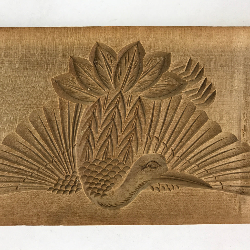 Japanese Wooden Carved Kashigata Cake Mold Vtg Sweet Wagashi Bird Kg466