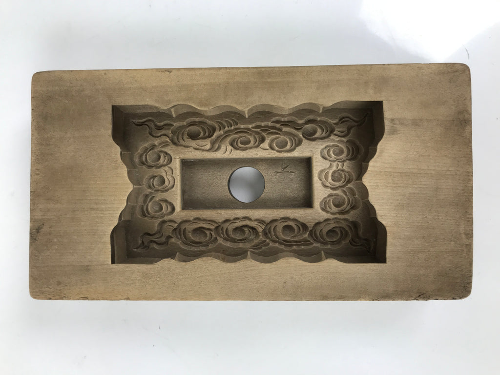 Japanese Wooden Carved Kashigata Cake Mold Vtg Sweet Wagashi Cloud Frame Kg677