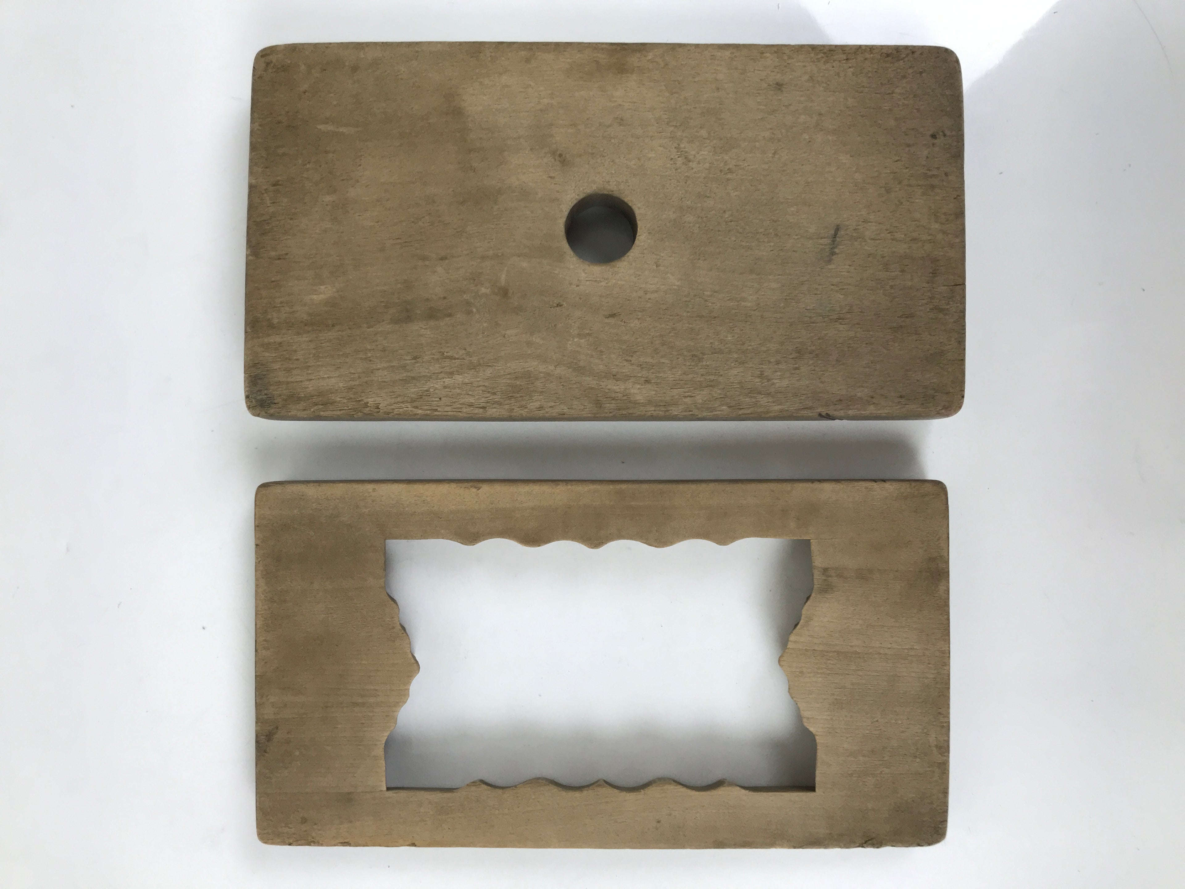 Japanese Wooden Carved Kashigata Cake Mold Vtg Sweet Wagashi Cloud Frame Kg677