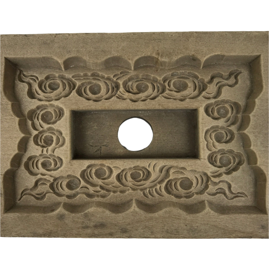 Japanese Wooden Carved Kashigata Cake Mold Vtg Sweet Wagashi Cloud Frame Kg677