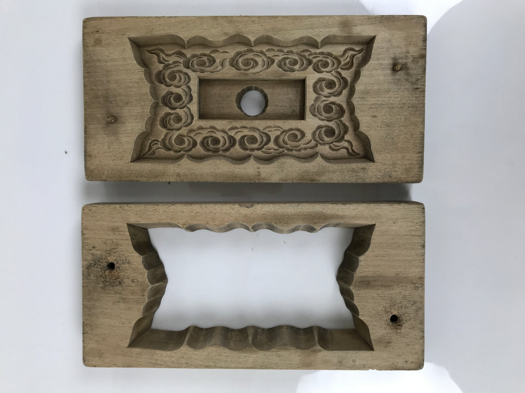 Japanese Wooden Carved Kashigata Cake Mold Vtg Sweet Wagashi Cloud Frame Kg756