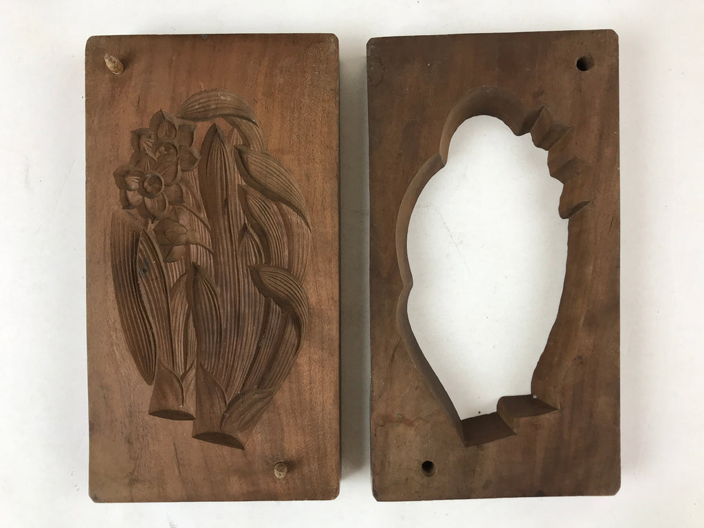 Japanese Wooden Carved Kashigata Cake Mold Vtg Sweet Wagashi Daffodil Kg500