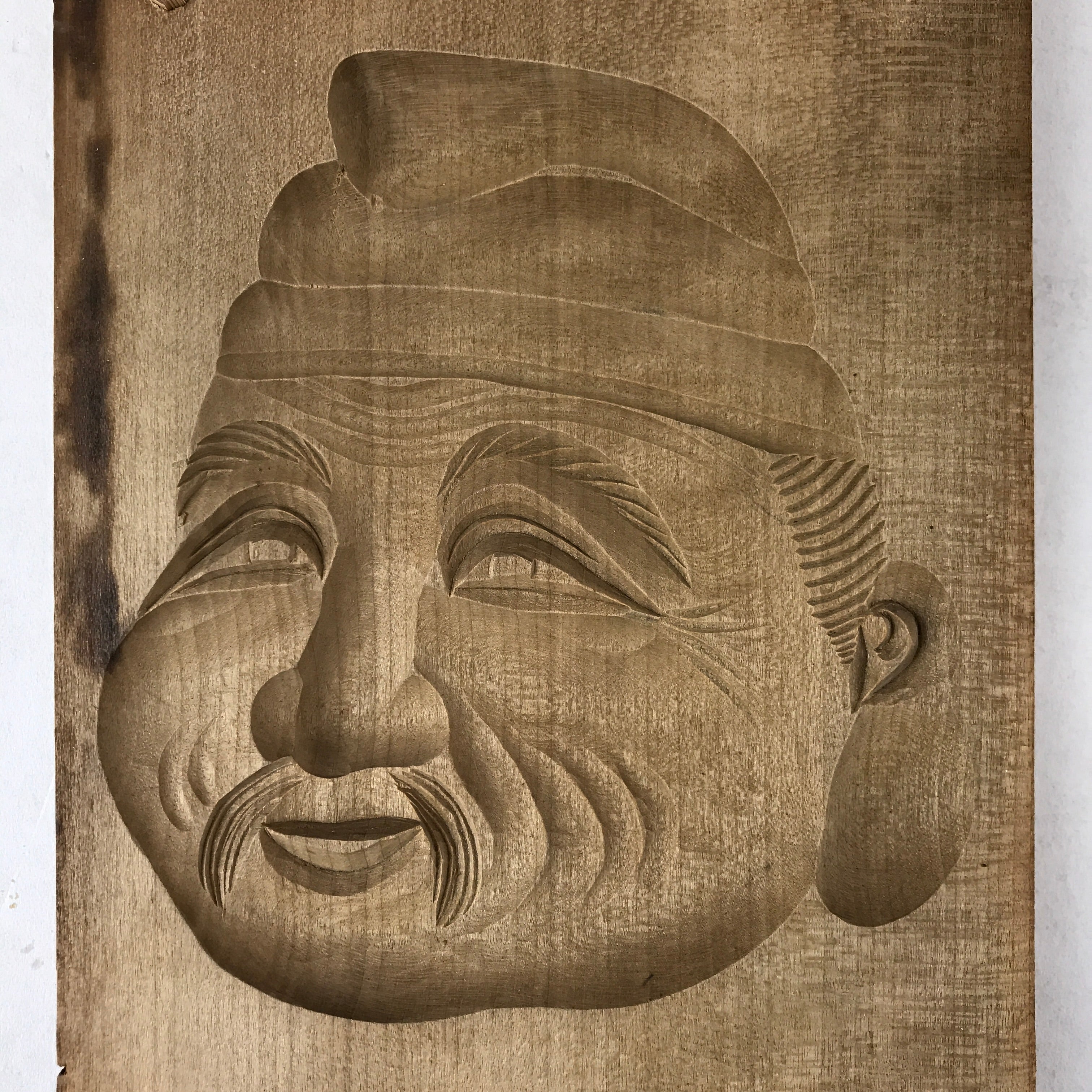 Japanese Wooden Carved Kashigata Cake Mold Vtg Sweet Wagashi Ebisu Kg501