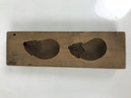Japanese Wooden Carved Kashigata Cake Mold Vtg Sweet Wagashi Eggplant Nasu Kg712