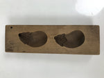 Japanese Wooden Carved Kashigata Cake Mold Vtg Sweet Wagashi Eggplant Nasu Kg712