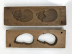 Japanese Wooden Carved Kashigata Cake Mold Vtg Sweet Wagashi Eggplant Nasu Kg712