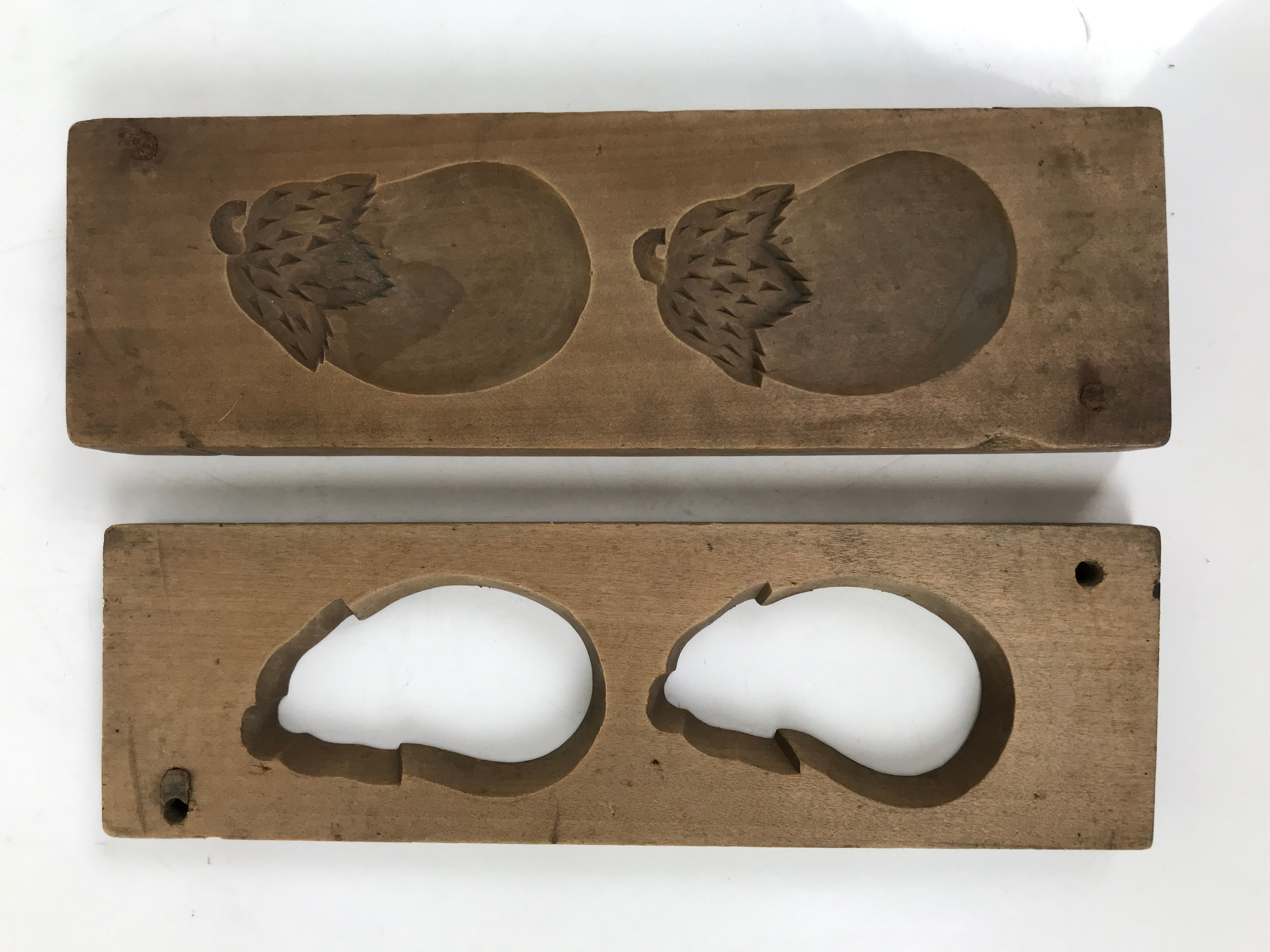 Japanese Wooden Carved Kashigata Cake Mold Vtg Sweet Wagashi Eggplant Nasu Kg712