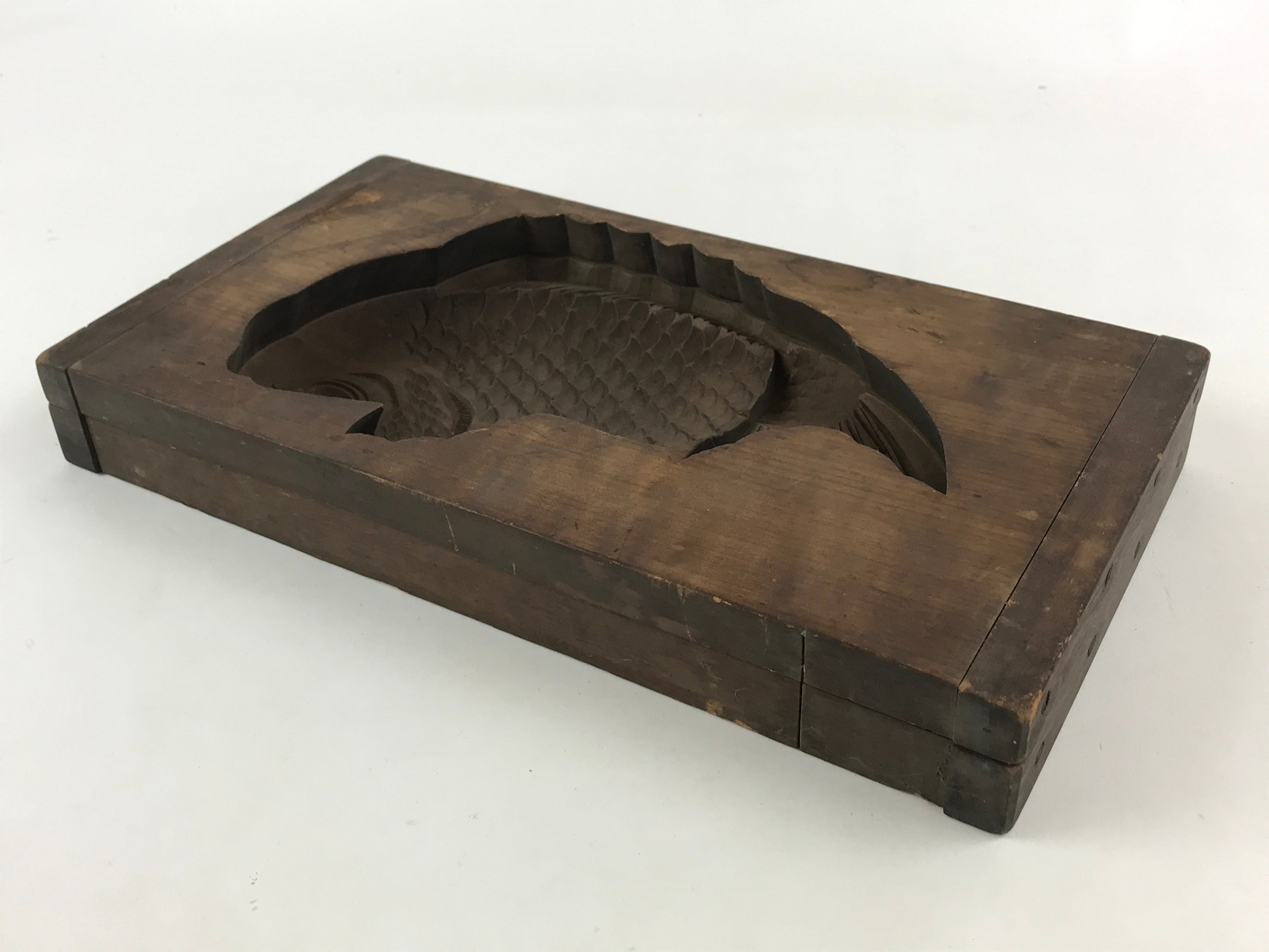 Japanese Wooden Carved Kashigata Cake Mold Vtg Sweet Wagashi Fish Kg463