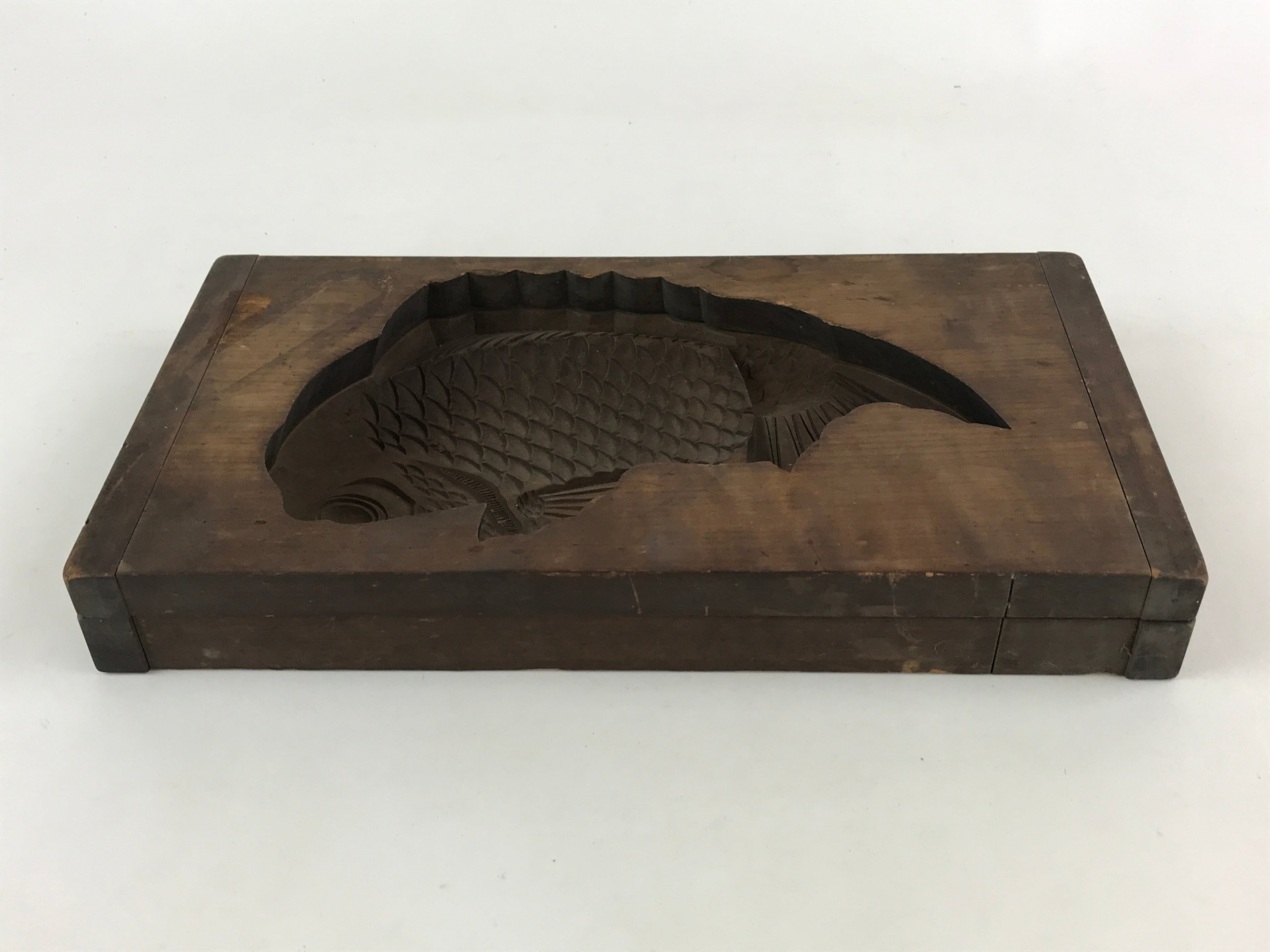 Japanese Wooden Carved Kashigata Cake Mold Vtg Sweet Wagashi Fish Kg463