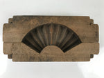 Japanese Wooden Carved Kashigata Cake Mold Vtg Sweet Wagashi Folding Fan Kg563