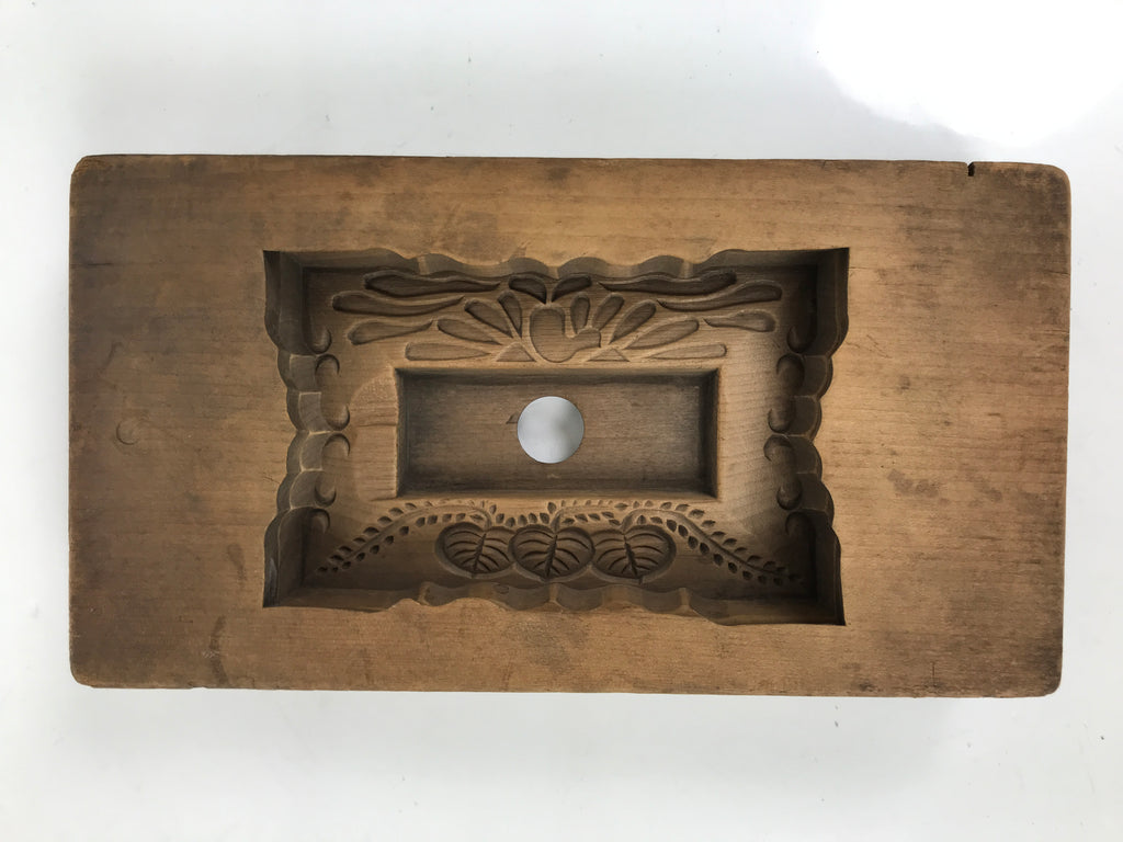 Japanese Wooden Carved Kashigata Cake Mold Vtg Sweet Wagashi Folk Frame Kg641