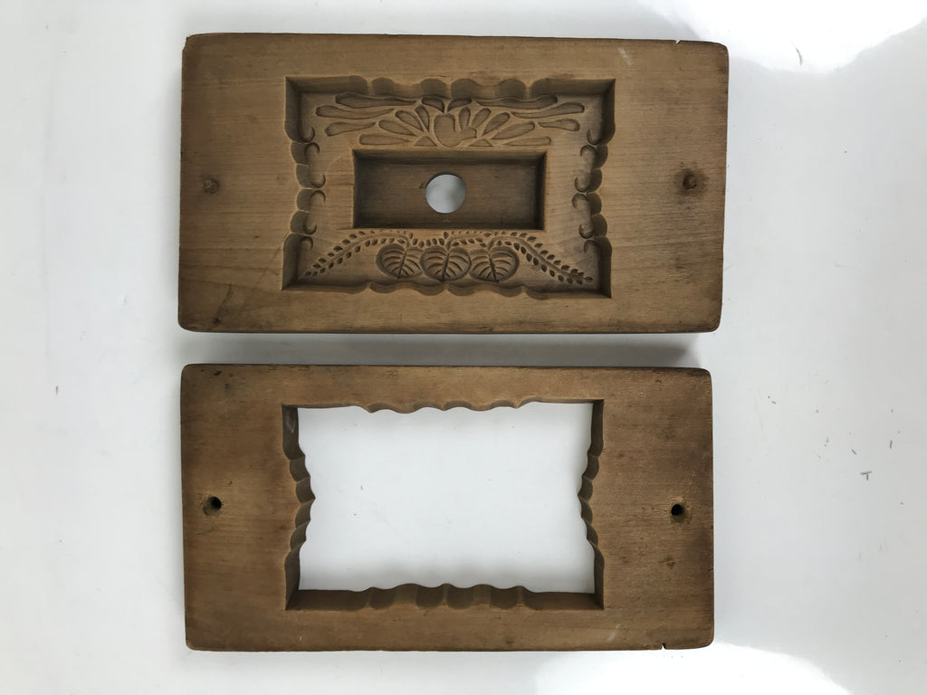 Japanese Wooden Carved Kashigata Cake Mold Vtg Sweet Wagashi Folk Frame Kg641