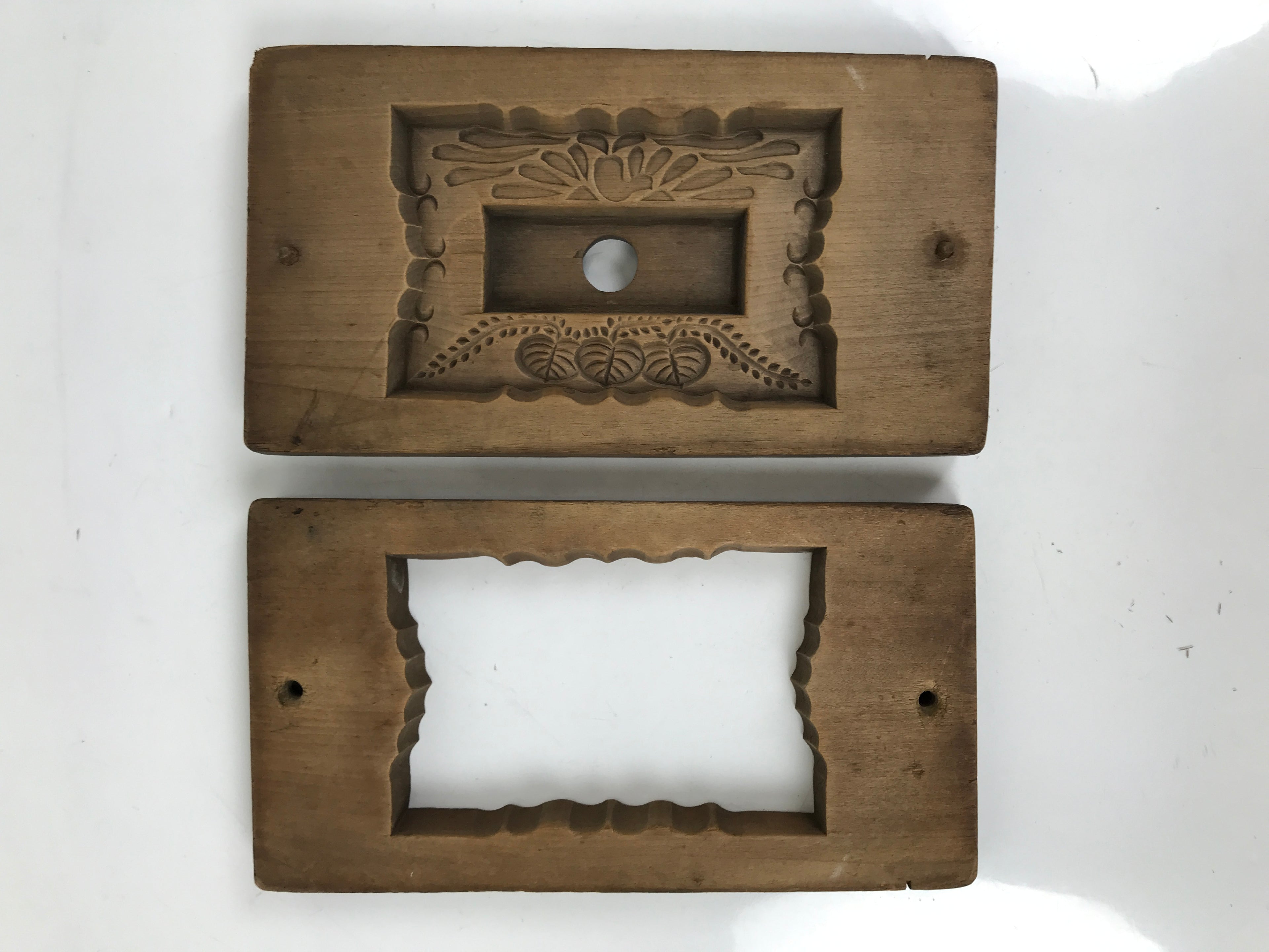 Japanese Wooden Carved Kashigata Cake Mold Vtg Sweet Wagashi Folk Frame Kg641