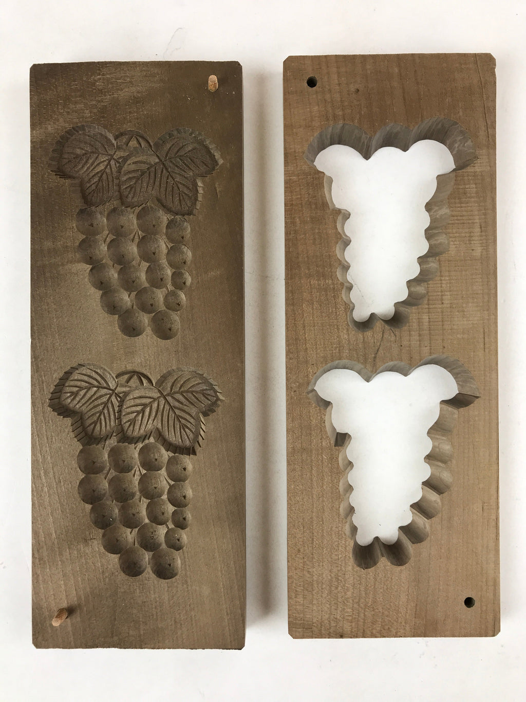 Japanese Wooden Carved Kashigata Cake Mold Vtg Sweet Wagashi Grapes Kg503