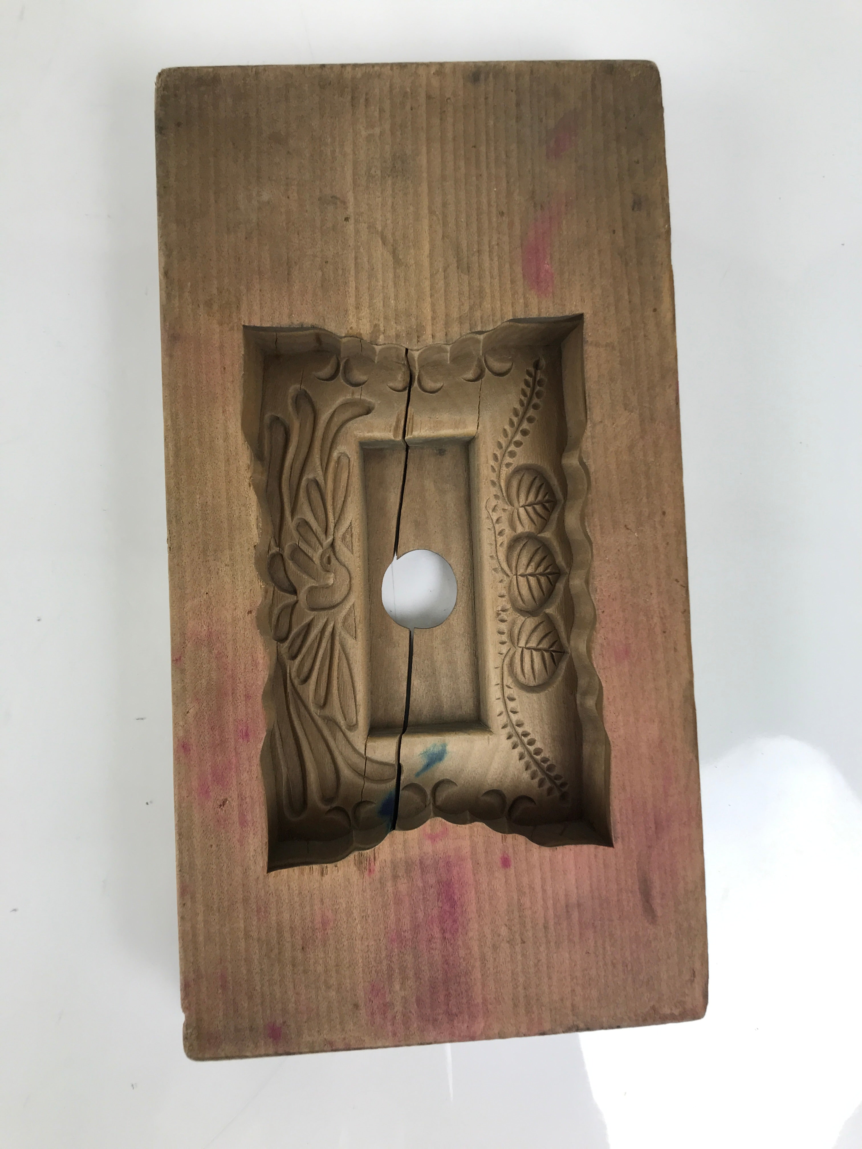 Japanese Wooden Carved Kashigata Cake Mold Vtg Sweet Wagashi Ho-oh Frame Kg605
