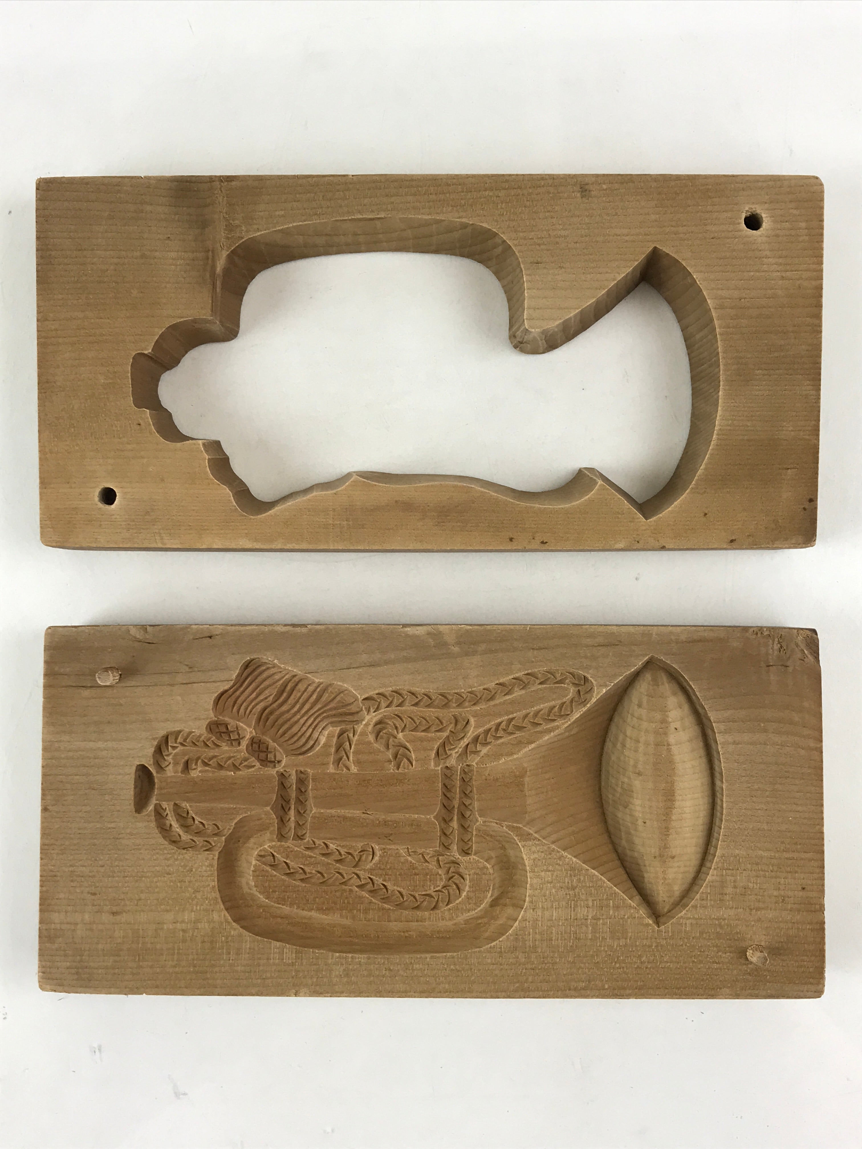 Japanese Wooden Carved Kashigata Cake Mold Vtg Sweet Wagashi Horn Kg459