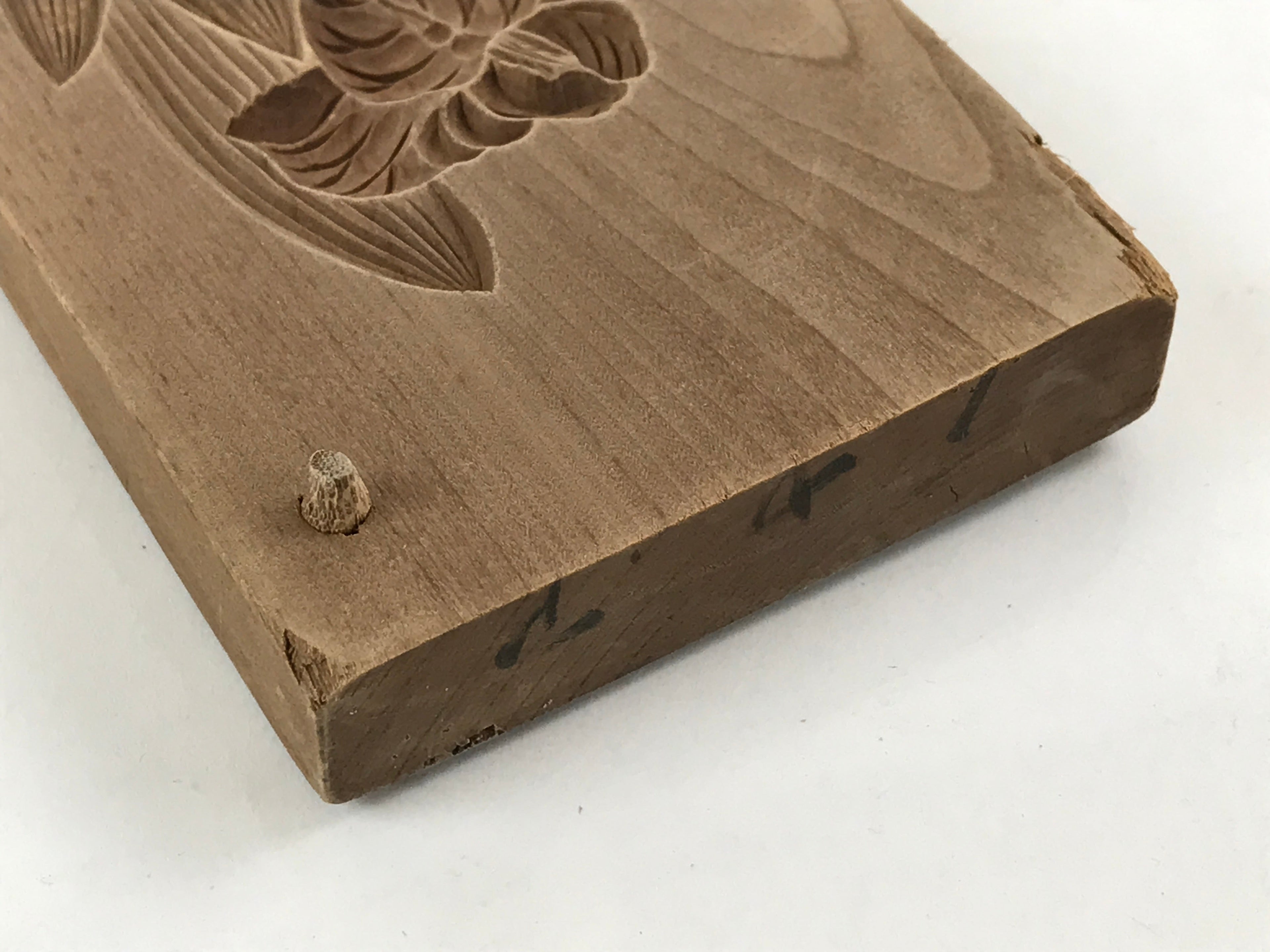 Japanese Wooden Carved Kashigata Cake Mold Vtg Sweet Wagashi Iris Flower Kg456