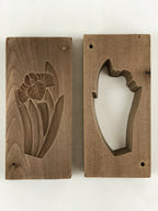 Japanese Wooden Carved Kashigata Cake Mold Vtg Sweet Wagashi Iris Flower Kg456