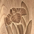 Japanese Wooden Carved Kashigata Cake Mold Vtg Sweet Wagashi Iris Flower Kg456