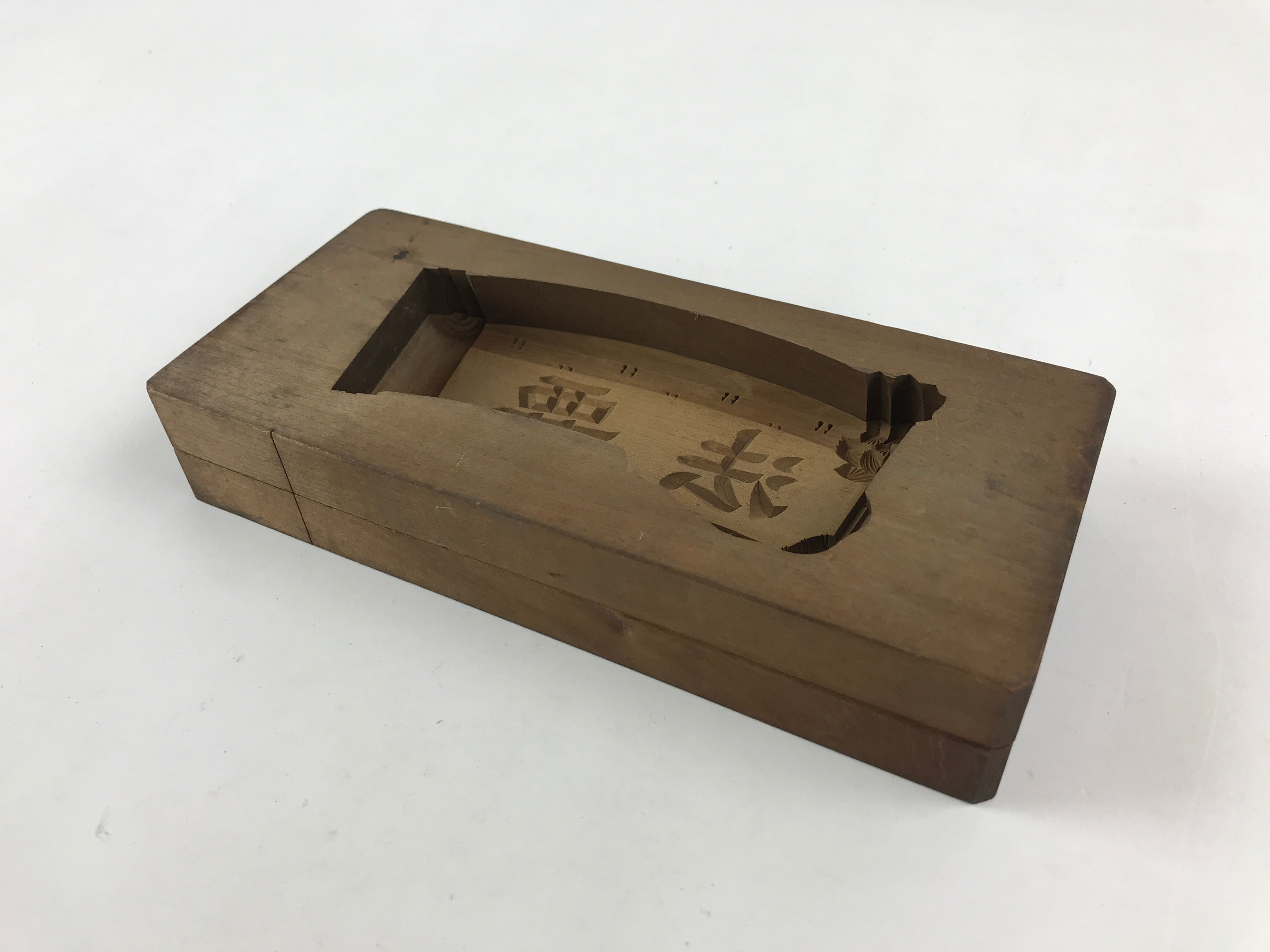 Japanese Wooden Carved Kashigata Cake Mold Vtg Sweet Wagashi Kanji Kg471