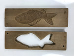 Japanese Wooden Carved Kashigata Cake Mold Vtg Sweet Wagashi Koi Fish Kg704