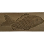 Japanese Wooden Carved Kashigata Cake Mold Vtg Sweet Wagashi Koi Fish Kg704