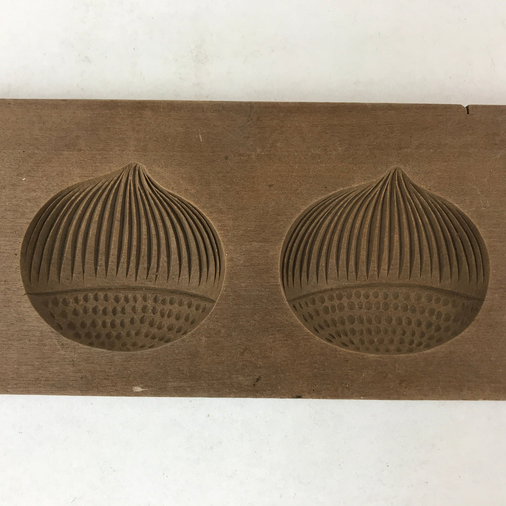 Japanese Wooden Carved Kashigata Cake Mold Vtg Sweet Wagashi Kuri Chestnut Kg482