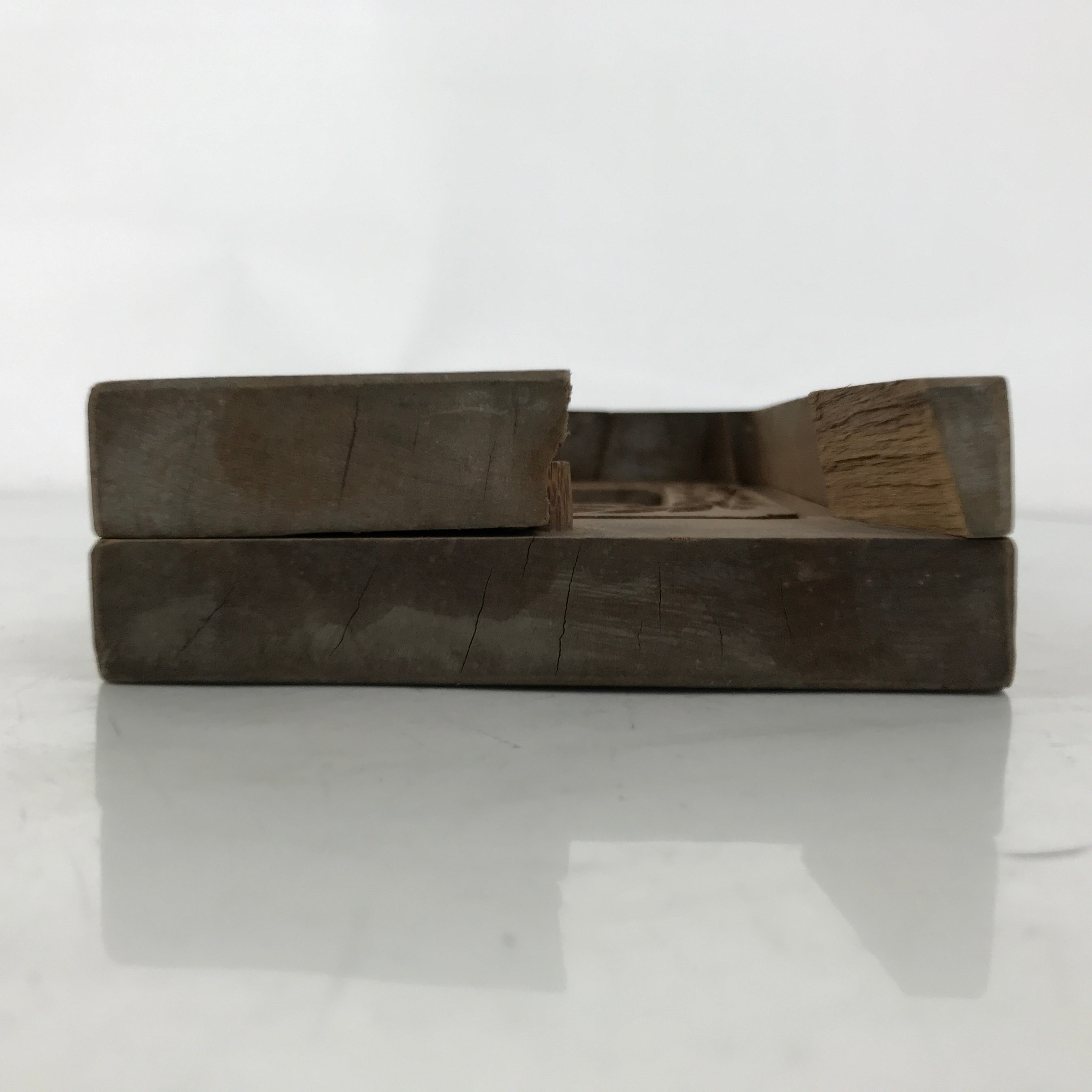 Japanese Wooden Carved Kashigata Cake Mold Vtg Sweet Wagashi Leaves Frame Kg693