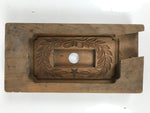 Japanese Wooden Carved Kashigata Cake Mold Vtg Sweet Wagashi Leaves Frame Kg693