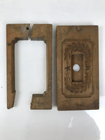 Japanese Wooden Carved Kashigata Cake Mold Vtg Sweet Wagashi Leaves Frame Kg693