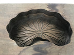 Japanese Wooden Carved Kashigata Cake Mold Vtg Sweet Wagashi Lotus Leaf Kg601