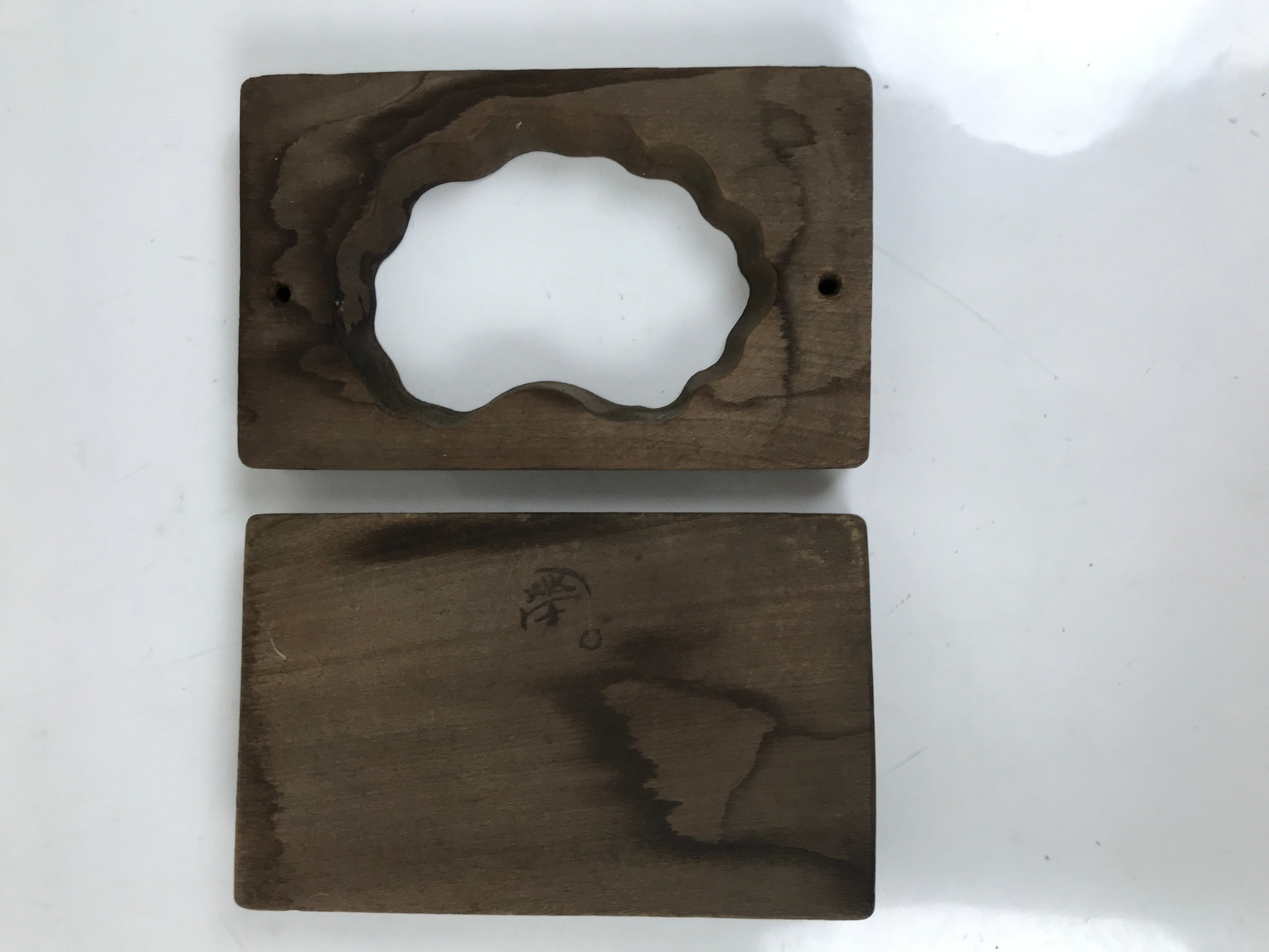 Japanese Wooden Carved Kashigata Cake Mold Vtg Sweet Wagashi Lotus Leaf Kg601
