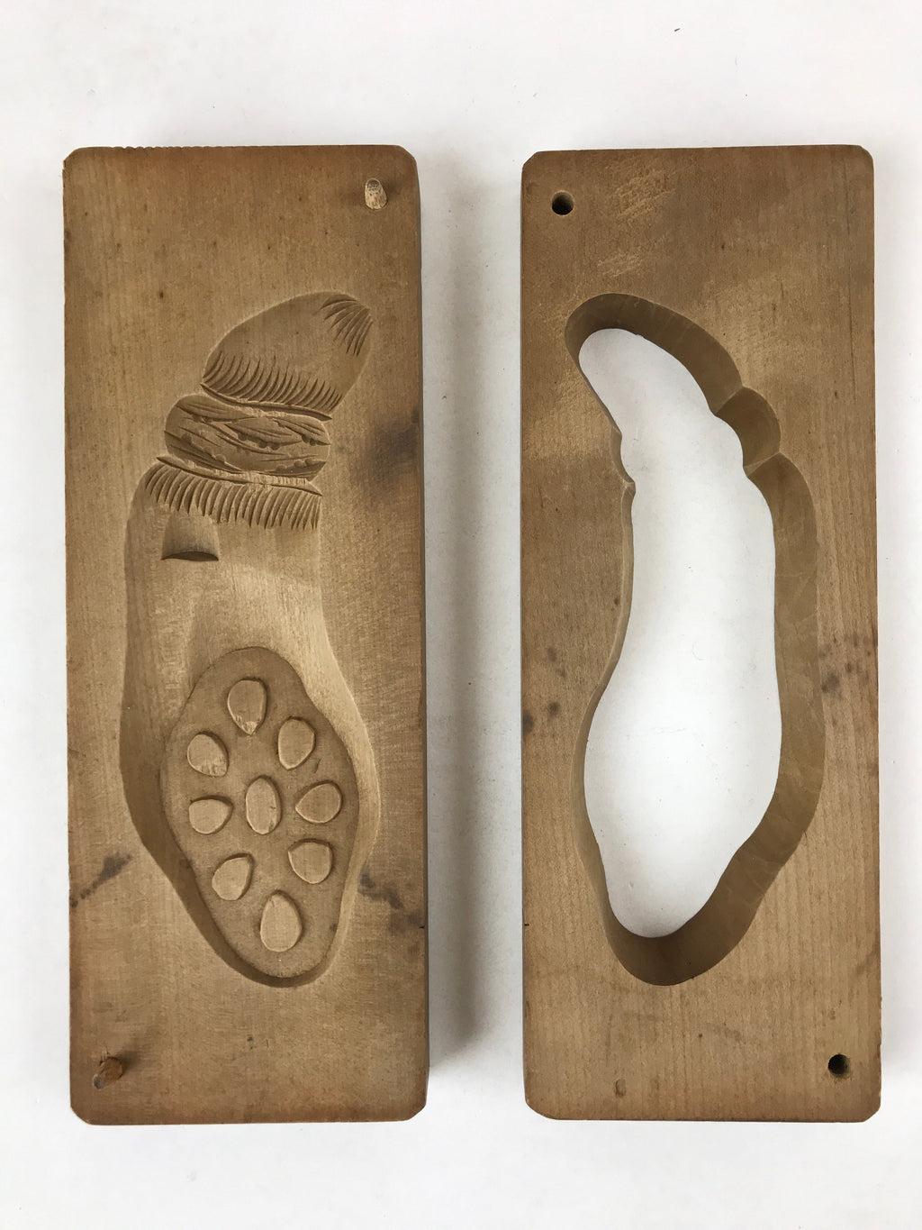 Japanese Wooden Carved Kashigata Cake Mold Vtg Sweet Wagashi Lotus Root Kg486