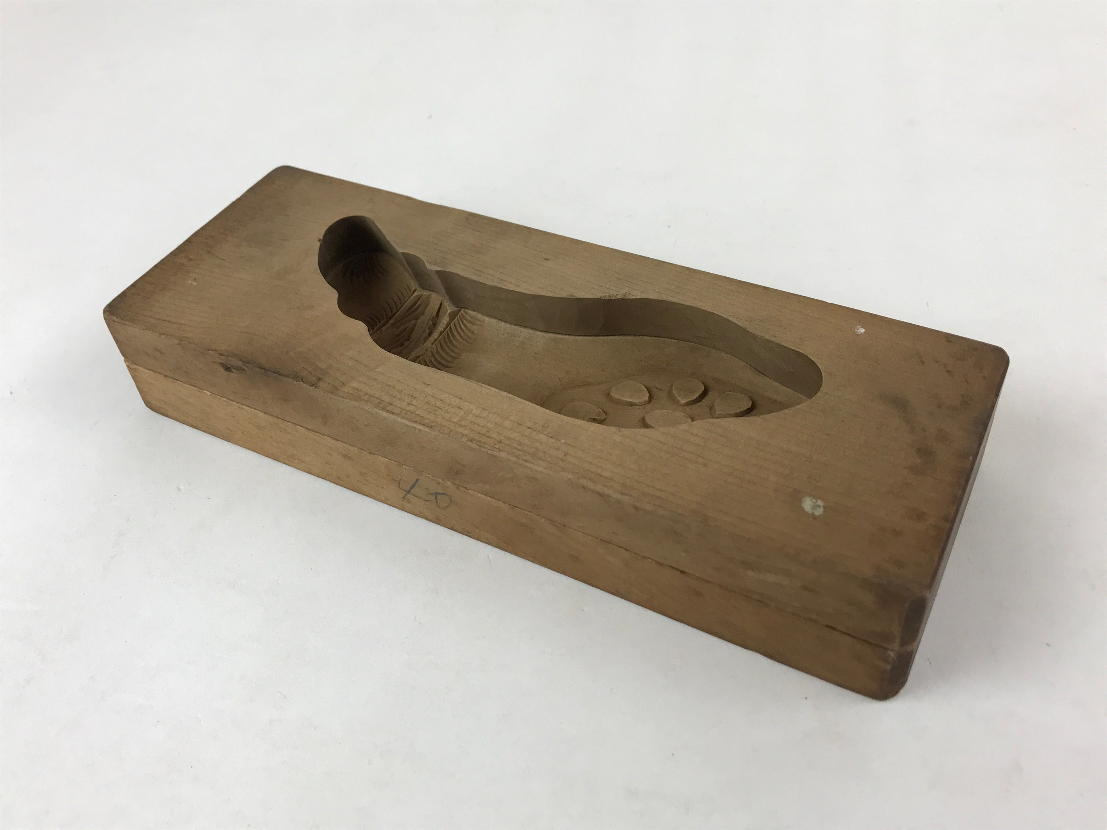 Japanese Wooden Carved Kashigata Cake Mold Vtg Sweet Wagashi Lotus Root Kg486